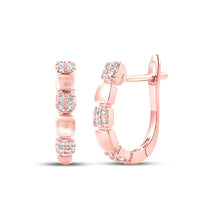 Load image into Gallery viewer, 14kt Rose Gold Diamond Sparkle Hoop Earrings - Top View
