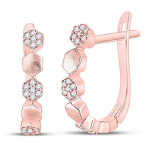 Load image into Gallery viewer, Radiant Rose Gold Diamond Hoop Earrings - 1/8 Cttw - Top View