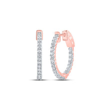 Load image into Gallery viewer, 14kt Rose Gold Diamond Brilliance Hoop Earrings - Top View