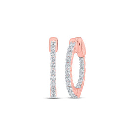 14kt Rose Gold Diamond Adorned Inside Outside Hoop Earrings - Top View