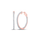 Radiant Rose Gold Diamond In-Out Hoop Earrings - Top View