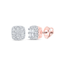 Load image into Gallery viewer, 14kt Rose Gold Square Diamond Elegance Earrings - Top View