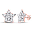 14kt Celestial Rose Gold Diamond Star Earrings - 1/6 Cttw - Top View
