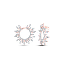 Load image into Gallery viewer, 14kt Rose Gold Diamond Sunburst Hoop Earrings: A Radiant Statement of Elegance - Top View