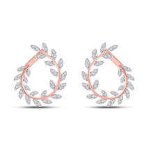 Load image into Gallery viewer, 14kt Rose Gold Diamond Twist Vine Hoop Earrings - A Mesmerizing Sparkle - Top View