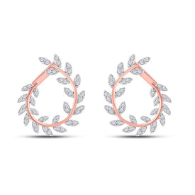 14kt Rose Gold Diamond Twist Vine Hoop Earrings - A Mesmerizing Sparkle - Top View