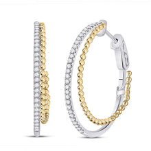 Load image into Gallery viewer, 14kt Dual-Tone Diamond Brilliance Hoop Earrings - Top View