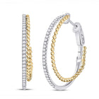 14kt Dual-Tone Diamond Brilliance Hoop Earrings - Top View