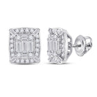 14kt White Gold Baguette Diamond Cluster Earrings: A Mesmerizing Masterpiece of Elegance and Brilliance - Top View