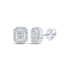 14kt White Gold Baguette Diamond Cluster Earrings - Captivating Brilliance - Top View