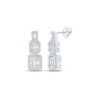 Exquisite Brilliance: 14kt White Gold Baguette Diamond Dangle Earrings - Top View