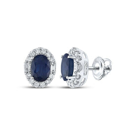 Captivating Blue Sapphire Diamond Elegance Earrings - Top View
