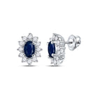 Sapphire Brilliance: 14kt White Gold Oval Blue Sapphire Solitaire Earrings - Top View