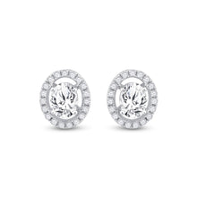 Load image into Gallery viewer, Dazzling Brilliance: 14kt White Gold Oval Diamond Solitaire Stud Earrings - Side View
