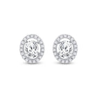 Dazzling Brilliance: 14kt White Gold Oval Diamond Solitaire Stud Earrings - Side View
