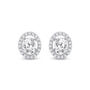 Earrings | 14kt White Gold Womens Oval Diamond Solitaire Stud Earrings 1-1/4 Cttw | Splendid Jewellery GND
