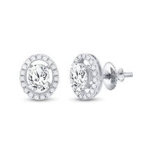 Load image into Gallery viewer, Dazzling Brilliance: 14kt White Gold Oval Diamond Solitaire Stud Earrings - Top View