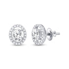 Dazzling Brilliance: 14kt White Gold Oval Diamond Solitaire Stud Earrings - Top View