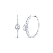 Load image into Gallery viewer, Brilliant Pear Diamond Hoop Earrings - 14kt White Gold Elegance - Top View
