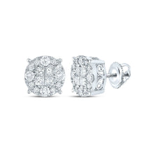 Load image into Gallery viewer, 14kt White Gold Princess Diamond Cluster Earrings - A Mesmerizing Brilliance - Top View