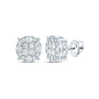 14kt White Gold Princess Diamond Cluster Earrings - A Mesmerizing Brilliance - Top View