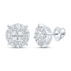 Radiant Princess Diamond Cluster Earrings in 14kt White Gold - 1 Cttw - Top View