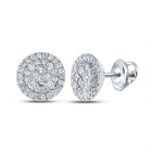 14kt White Gold Princess Diamond Halo Cluster Earrings - Top View