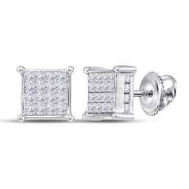 14kt White Gold Princess Diamond Square Cluster Earrings - Radiant Brilliance Collection - Top View