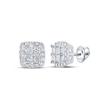 Load image into Gallery viewer, 14kt White Gold Princess Diamond Square Earrings - Timeless Elegance and Dazzling Brilliance - Top View