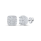 14kt White Gold Princess Diamond Square Earrings - Timeless Elegance and Dazzling Brilliance - Top View