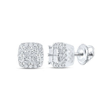 Load image into Gallery viewer, 14kt White Gold Princess-Cut Diamond Square Earrings - A Timeless Treasure by Splendid Jewellery - Top View