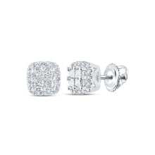 Load image into Gallery viewer, 14kt White Gold Princess Diamond Square Earrings - Timeless Elegance and Sparkling Brilliance - Top View
