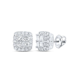 Sparkling Princess Cut Diamond Square Earrings in 14kt White Gold - A Timeless Treasure - Top View