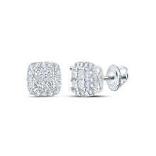 Load image into Gallery viewer, 14kt White Gold Princess-Cut Diamond Square Earrings - Sparkling Elegance - Top View