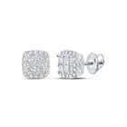 14kt White Gold Princess-Cut Diamond Square Earrings - Sparkling Elegance - Top View