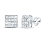 14kt White Gold Princess Diamond Square Earrings - Timeless Elegance - Top View