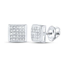 Dazzling 14kt White Gold Princess Diamond Square Earrings - Top View