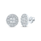 14kt White Gold Diamond Circle Earrings - Radiant Brilliance - Top View