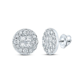 14kt White Gold Diamond Circle Earrings - Radiant Brilliance - Top View