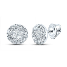 Load image into Gallery viewer, 14kt White Gold Diamond Circle Earrings - Sparkling Elegance - Top View