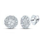 14kt White Gold Diamond Circle Earrings - Sparkling Elegance - Top View
