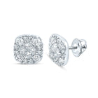 14kt White Gold Princess Round Diamond Square Earrings - Timeless Elegance - Top View