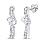 14kt White Gold Sparkling Diamond Duo Earrings - Top View