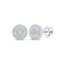 Load image into Gallery viewer, 14kt White Gold Sparkling Diamond Circle Earrings: A Timeless Symbol of Elegance and Brilliance - Top View