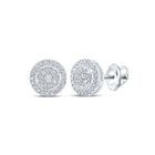 14kt White Gold Sparkling Diamond Circle Earrings: A Timeless Symbol of Elegance and Brilliance - Top View