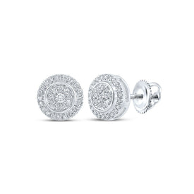 14kt White Gold Sparkling Diamond Circle Earrings: A Timeless Symbol of Elegance and Brilliance - Top View