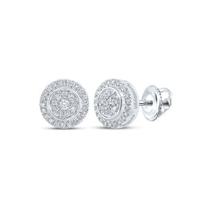 Earrings | 14kt White Gold Womens Round Diamond Circle Earrings 1/4 Cttw | Splendid Jewellery GND