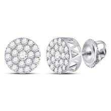 Load image into Gallery viewer, Captivating Brilliance: 14kt White Gold Diamond Cluster Earrings  Top View from Splendid Jewellery