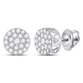 Captivating Brilliance: 14kt White Gold Diamond Cluster Earrings  Top View from Splendid Jewellery