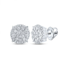 Load image into Gallery viewer, 14kt White Gold Sparkling Diamond Cluster Earrings - Top View